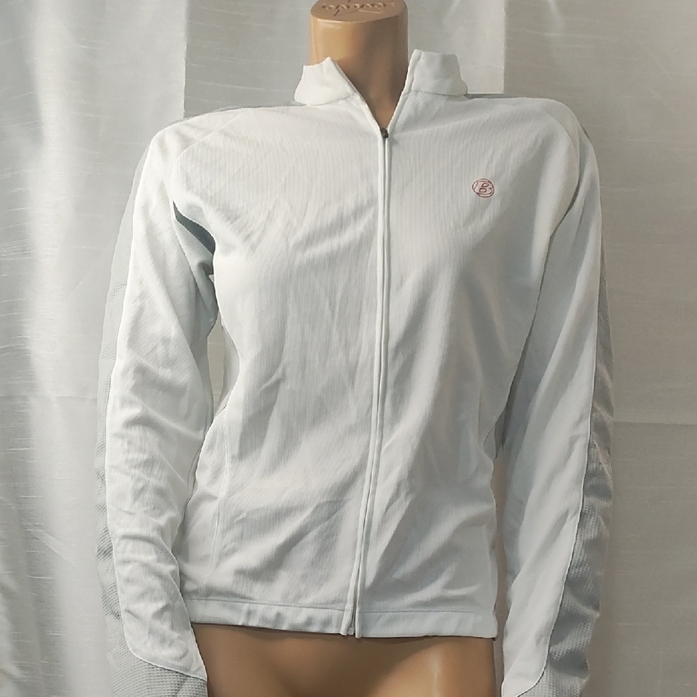 White Bomber Jacket‎ with Stand-Up Collar and Fitted Silhouette